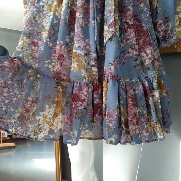 Chicwish Floral Mini Dress - Blue and Pink - Picture 11 of 13